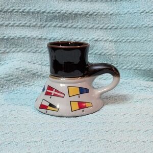 BEARLY SURVIVING No Spill Sailing Nautical Maritime Flags VTG  Mug Collectible!!
